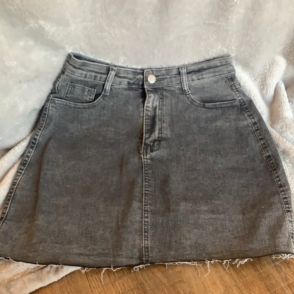 Grey denim mini skirt